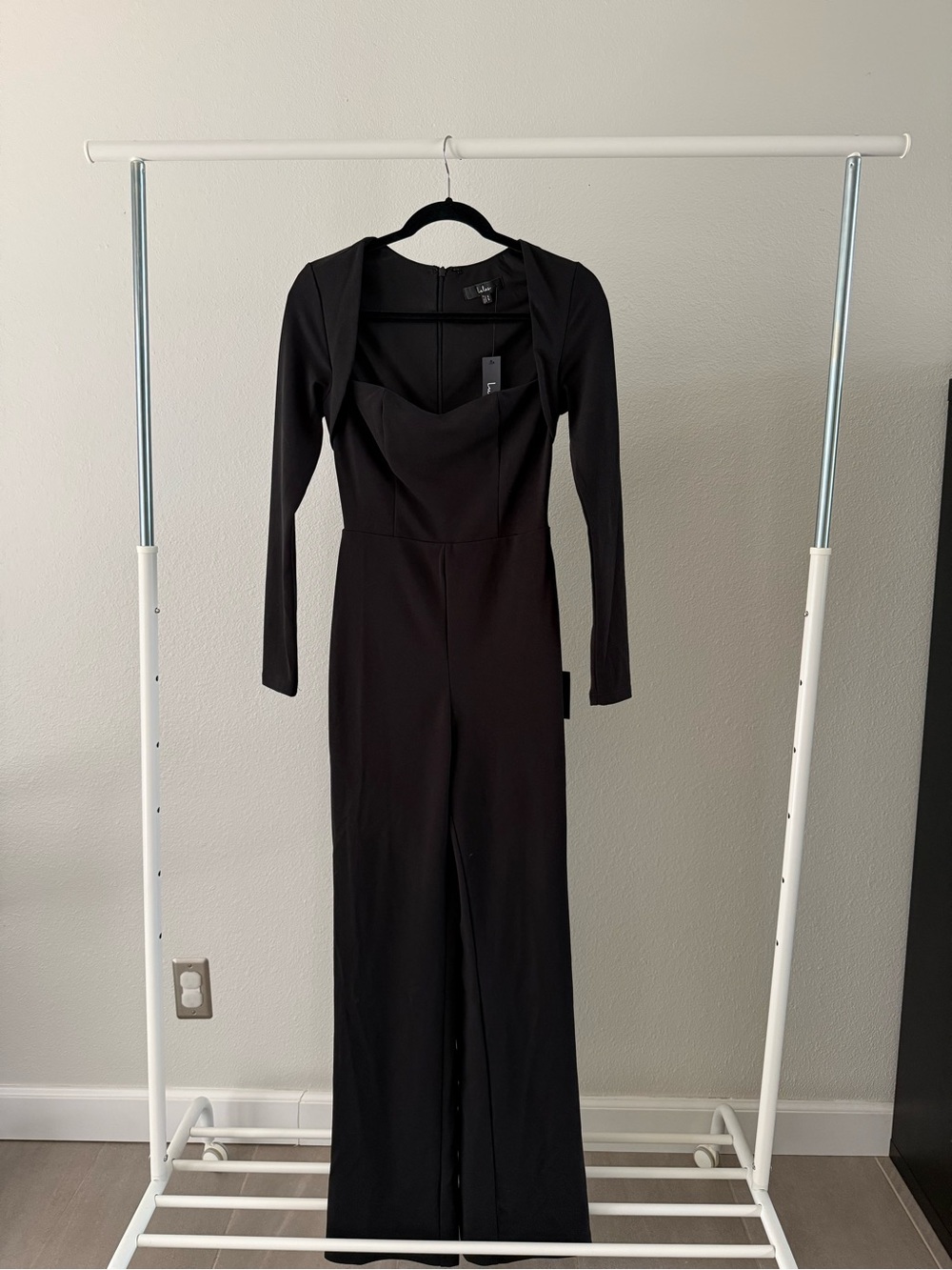 Lulus Luxe Chicness Black Long Sleeve Straight Leg Jumpsuit